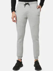 Ajile by Pantaloons Men Grey Melange Solid Cotton Slim-Fit Joggers