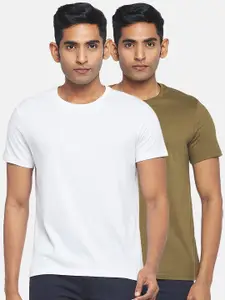 BYFORD by Pantaloons Men Pack of 2 Solid Cotton T-shirt