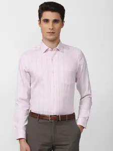 Peter England Elite Men Slim Fit Windowpane Checks Cotton Formal Shirt