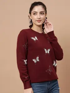 Beatnik Women Printed Pullover with Embellished Detail