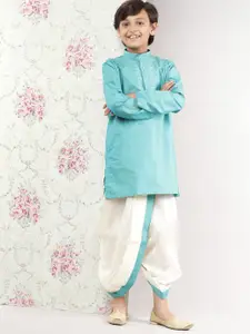 Ramraj Boys Blue & Cream Coloured Kurta & Dhoti Pants