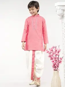 Ramraj Boys Pink & Cream Coloured Kurta & Dhoti Pants