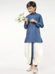 Ramraj Boys Blue & Cream-Coloured Kurta & Dhoti Pants