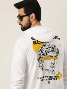 Maniac Men White Typography Applique Boxy Pure Cotton T-shirt