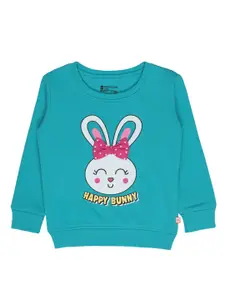 Bodycare Kids Girls Green Printed Sweatshirt