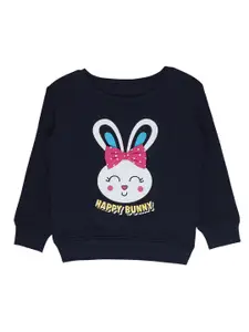 Bodycare Kids Girls Navy Blue Printed Sweatshirt