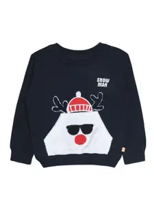 Bodycare Kids Boys Navy Blue Printed Cotton Sweatshirt