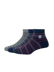 Allen Solly Men Pack Of 3 Striped Ankle Length Cotton Socks