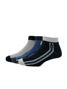 Allen Solly Men Pack Of 3 Color Blocked Cotton Ankle-Length Socks