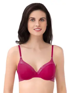Amante Pink Solid Lightly Padded Wired Full Coverage T-Shirt Bra BRA26401CERISE