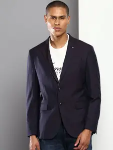Tommy Hilfiger Men Navy Blue Solid Single-Breasted Casual Blazer