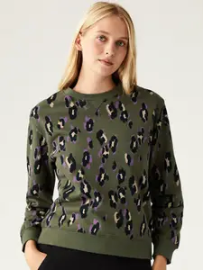 Marks & Spencer Women Olive Green Printed Sweatshirt