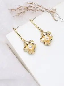SOHI Gold Plated Contemporary Drop Earrings