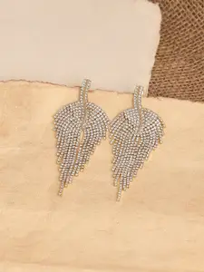 SOHI Silver-Plated Leaf Shaped Drop Earrings