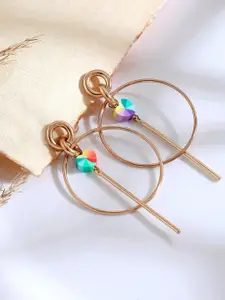 SOHI Gold-Toned Contemporary Gold-Plated Drop Earrings