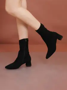 Sherrif Shoes Women Black Solid High-Top Regular Boots