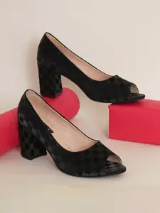 Sherrif Shoes Black Block Peep Toes Heels