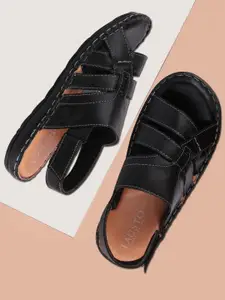 FAUSTO Men Black PU Fisherman Sandals
