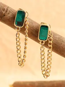 SOHI Gold-Toned & Gold Plated Contemporary Drop Earrings