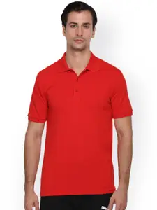 Puma Men Red Solid ESN Polo Collar T-shirt