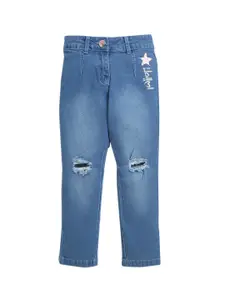 Tiny Girl Girls Blue Mildly Distressed Light Fade Cotton Jeans