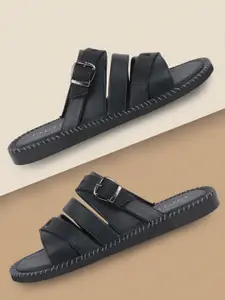 FAUSTO Men Navy Blue Comfort Sandals