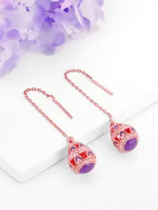 GIVA GIVA Rose Gold & Purple Rose Gold Plated Contemporary Drop Earrings