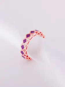 GIVA Rose Gold-Plated Purple Artificial Stone Studded Sterling Silver Finger Ring