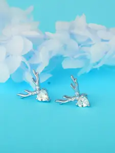 GIVA Silver-Toned Rhodium Plated Contemporary Studs Earrings