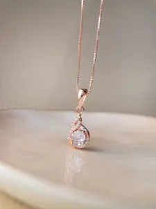 MANNASH Rose Gold Plated & White 925 Sterling Silver Necklace