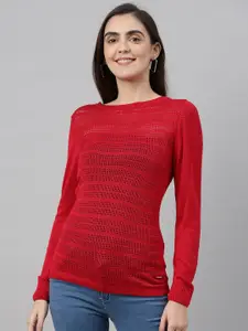 Park Avenue Women Red Solid Pullover Sweater