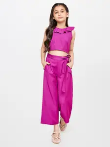 AND Girls Purple Top with Trouser Set
