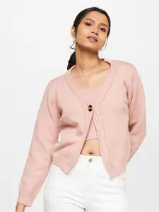 AND Women Pink Solid Crop Top