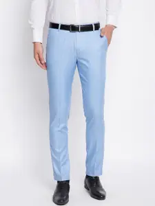 VEI SASTRE Men Blue Smart Slim Fit Formal Trouser