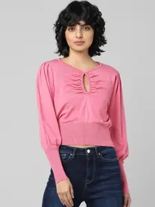 ONLY Women Pink Crop Pullover ONLSWEET L/S DETAIL PUL, Pink Flamb, XS