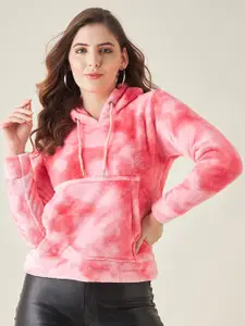 Modeve Women Pink Printed Hooded Sweatshirt