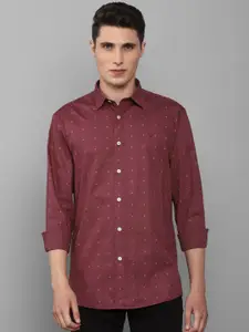 Allen Solly Men Maroon Slim Fit Printed Pure Cotton Casual Shirt