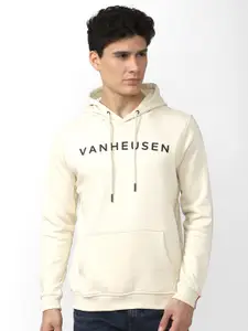 Van Heusen Sport Men Cream-Coloured Printed Hooded Sweatshirt