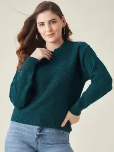 Modeve Women Green Cable Knit Pullover