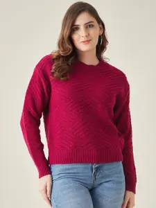 Modeve Women Magenta Cable Knit Pullover