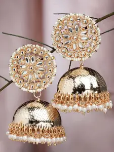 KARATCART Women Rose Gold Plated Dome Shaped Jhumkas Earrings