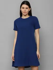 Allen Solly Woman Blue Solid A-Line Dress