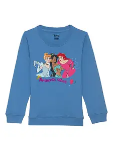 Disney by Wear Your Mind Girls Blue Printed Sweatshirt