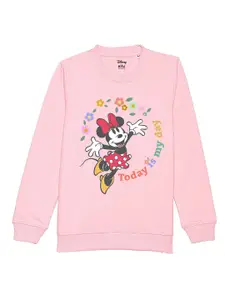 Disney by Wear Your Mind Girls Pink Minnie Mouse Printed Sweatshirt