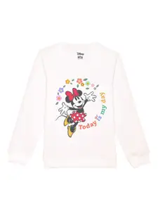 Disney by Wear Your Mind Girls White Printed Sweatshirt