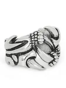 OOMPH Silver-Toned Stainless Steel Vintage Gothic Dragon Claw Biker Fashion Ring