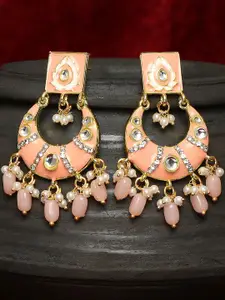 OOMPH Pink & Gold-Toned Contemporary Chandbalis Earrings