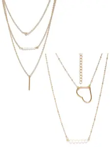 OOMPH Set Of 2 Gold-Toned Gold-Plated Layered Necklace