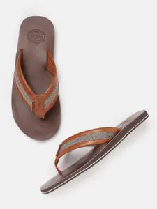 Woodland Men Tan Brown Solid Leather Comfort Sandals
