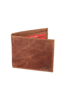 Red Chief Men Tan Abstract Printed Leather Two Fold Wallet